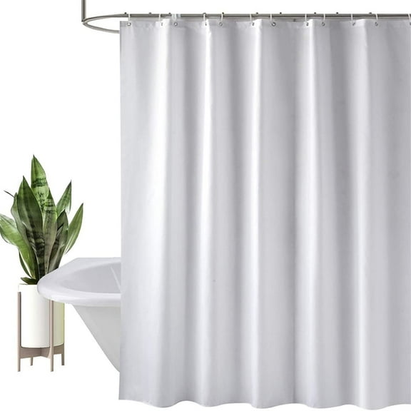 Shower Curtain Water Repellent Heavy Duty Flat Weave Fabric Shower Curtain Liner, Weighted Bottom Hem for Shower Stall, Bathtubs, Bathroom Curtains with 12 PCS Free Hooks