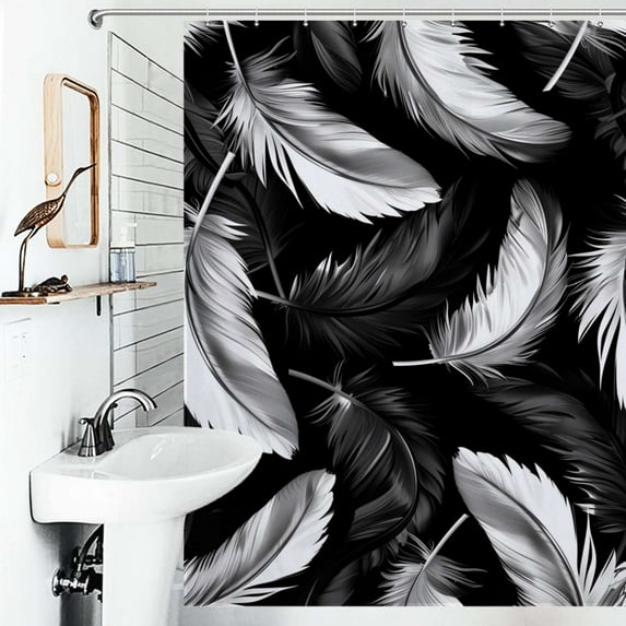 Shower Curtain Watercolor Bright Plumage Polyester Waterproof Home Ration Curtain With Hook