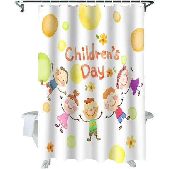 Shower Curtain Watercolor Children Shower Curtains for Bathroom Decor Fruit Floral Shower Curtain Sets with Hooks Waterproof Fabric Bath Curtain Extra Long 72" X 84"
