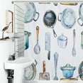 thumbnail image 1 of Shower Curtain Watercolor Cooking Utensils Bath Curtain Polyester Fabric Bathroom Ration With Hooks, 1 of 4