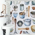 thumbnail image 1 of Shower Curtain Watercolor Cooking Utensils Bathroom Waterproof Polyester Home Ration Curtain With Hook, 1 of 4