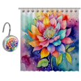 Shower Curtain Watercolor Flower Colorful Polyester Shower Curtains