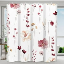 Shower Curtain Watercolor Flower Shower Curtain Sets - Spring Burgundy Floral Plant Shower Curtains for Bathroom, Washable Modern Farmhouse Decor 36"W x 72"L (Pack of 1)