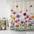 thumbnail image 1 of Shower Curtain Watercolor Flowers Butterfly Shower Curtains for Bathroom Decor, Waterproof Polyester Shower Curtain Set with Hooks, Small Stall Size 36" x 72" Spring Wildflower Linen, 1 of 9