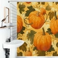 thumbnail image 1 of Shower Curtain Watercolor Pumpkins Bath Curtain Polyester Fabric Bathroom Ration With Hooks, 1 of 4