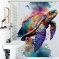 thumbnail image 1 of Shower Curtain Watercolor Sea Turtles Design Bath Curtain Polyester Fabric Bathroom Ration With Hooks, 1 of 4