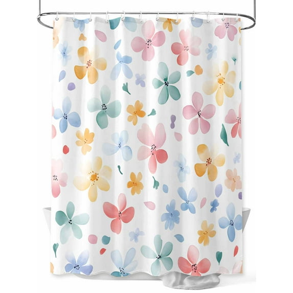 Shower Curtain Watercolor Spring Flower Shower Curtains for Bathroom, Waterproof Polyester Shower Curtain Set with Hooks, Extra Long 72" x 78" Pink Blue Flowers