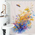 thumbnail image 1 of Shower Curtain Watercolor Wildflower Meadow Bath Curtain Polyester Fabric Bathroom Ration With Hooks, 1 of 4