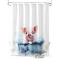 thumbnail image 1 of Shower Curtain Watercolors Cute Piglet Shower Curtains for Bathroom, Waterproof Polyester Shower Curtain Set with Hooks, Extra Long 72" x 78" Blue Bathtub, 1 of 6
