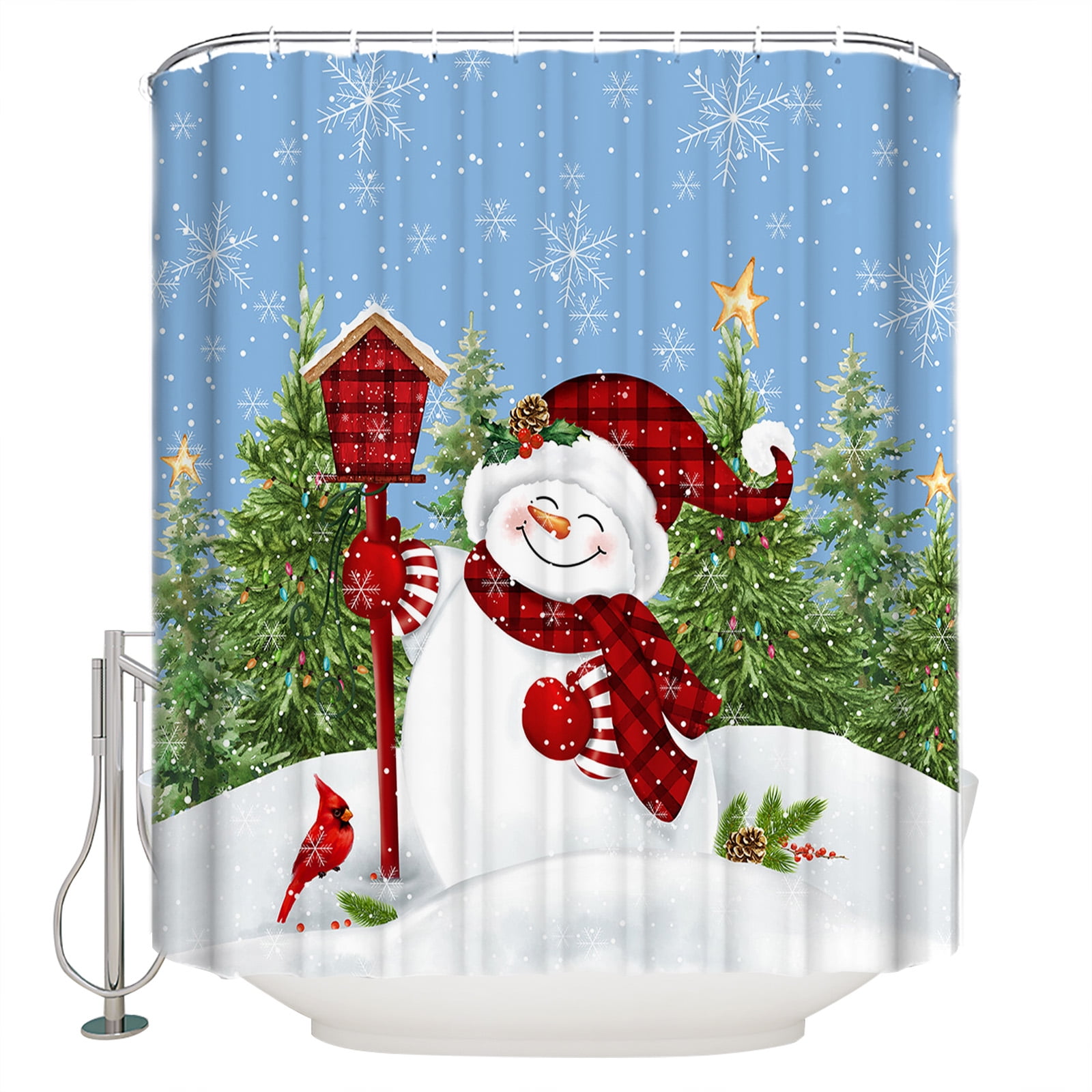 Shower Curtain Waterproof for Bathroom 72x72 Inch, Christmas Xmas Tree
