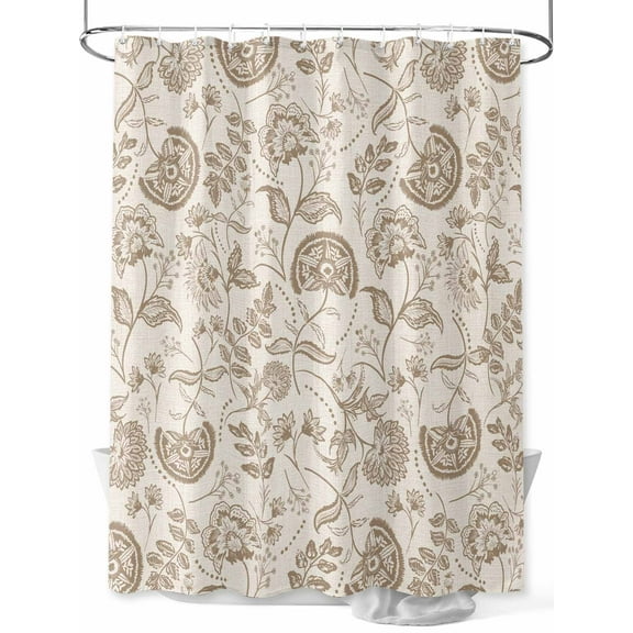 Shower Curtain Waterproof for Bathroom 72x72 Inch, Khaki Pastoral Flowers Bath Curtain for Bath Stalls and Tub Farmhouse Floral Decorative Shower Curtains with Hooks
