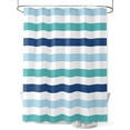 thumbnail image 1 of Shower Curtain Waterproof for Bathroom 72x72 Inch, Teal Blue Green Stripes Bath Curtain for Bath Stalls and Tub White Classic Striped Decorative Shower Curtains with Hooks, 1 of 8