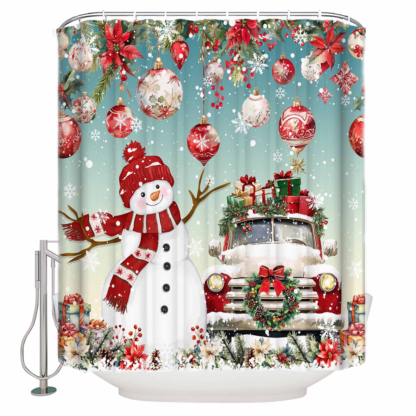 Shower Curtain Waterproof for Bathroom 72x72 Inch, Turquoise Gradient