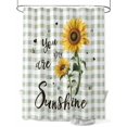 thumbnail image 1 of Shower Curtain Waterproof for Bathroom 72x84 Inch, Bee Sunflower Bath Curtain for Bath Stalls and Tub Sage Green Plaid You Are My Sunshine Decorative Shower Curtains with Hooks, 1 of 8