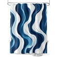 thumbnail image 1 of Shower Curtain Waterproof for Bathroom 72x84 Inch, Blue Lines Bath Curtain for Bath Stalls and Tub Abstract Art Liquid Decorative Shower Curtains with Hooks, 1 of 8