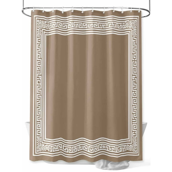Shower Curtain Waterproof for Bathroom 72x84 Inch, Brown Key Pattern Bath Curtain for Bath Stalls and Tub Geometric Art Decorative Shower Curtains with Hooks