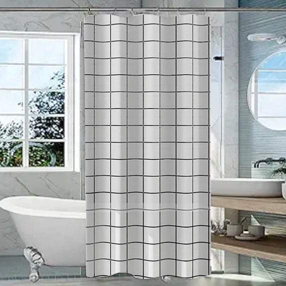 Shower Curtain Waterproof Mildew Resistant, Quick Dry Fabric Bathroom Curtain for Wet Dry Separation, Modern Textured Bath Curtain with Hooks Machine Washable Hotel Quality Liner, Standard Size Decor