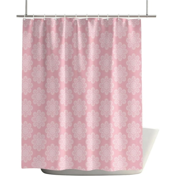 Shower Curtain Waterproof Polyester, 72"x72",Classical Damask Floral Patternss Curtain for Bathroom Showers and Bathtubs Include Hooks