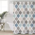 thumbnail image 1 of Shower Curtain Waterproof Polyester Fabric Shower Curtain Set with Hooks, Retro Blue Moroccan Geometric Pattern Privacy Shower Curtains for Bathroom Showers, Stalls and Bathtubs, 72x72 Inches, 1 of 6