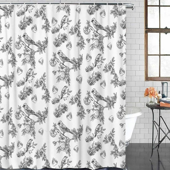 Shower Curtain Waterproof Shower Curtain for Bathroom,Bathtub,Shower, Bird Pine Cones Plant Shower Curtain Set with Hooks for Home Decoration 72x72 Inch