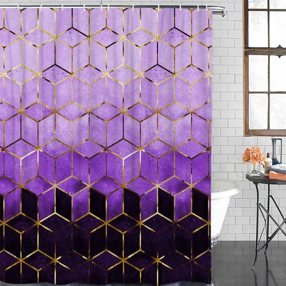 Shower Curtain Waterproof Shower Curtain for Bathroom,Bathtub,Shower, Geo Pattern Abstract Art Purple Shower Curtain Set with Hooks for Home Decoration 72x72 Inch