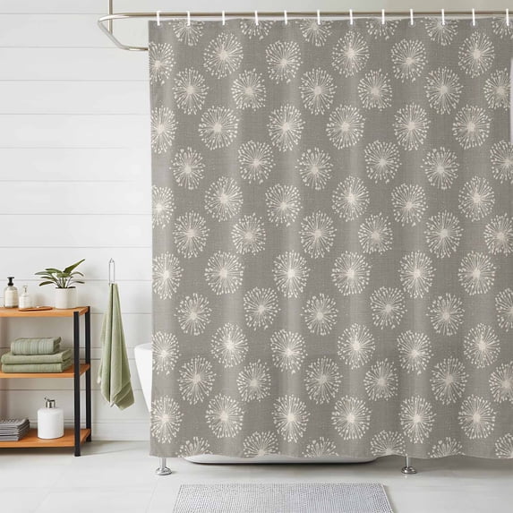 Shower Curtain White Dandelion Shower Curtains for Bathroom Decor, Waterproof Polyester Shower Curtain Set with Hooks, Extra Long 72" x 84" Spring Plant Beige