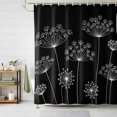 thumbnail image 1 of Shower Curtain White Dandelion Shower Curtains for Bathroom Decor, Waterproof Polyester Shower Curtain Set with Hooks, Small Stall Size 36" x 72" Black, 1 of 9