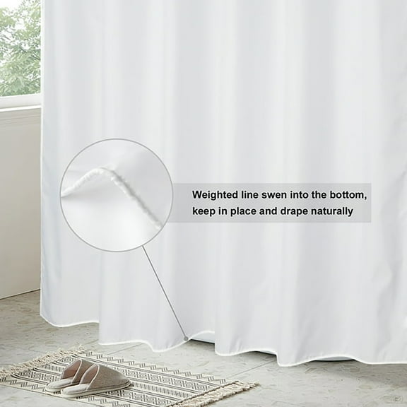 Shower Curtain,White Fabric Shower Curtain 72"x86" Extra Long Water Shower Curtain Liner With Hooks