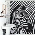 thumbnail image 1 of Shower Curtain White Lines Zebra Pattern Bath Curtain Polyester Fabric Bathroom Ration With Hooks, 1 of 4