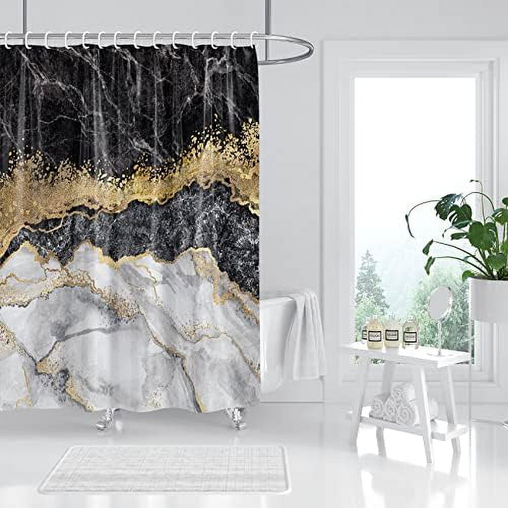 Shower Curtain White Marble Shower Curtain Set Abstract Luxury Gray