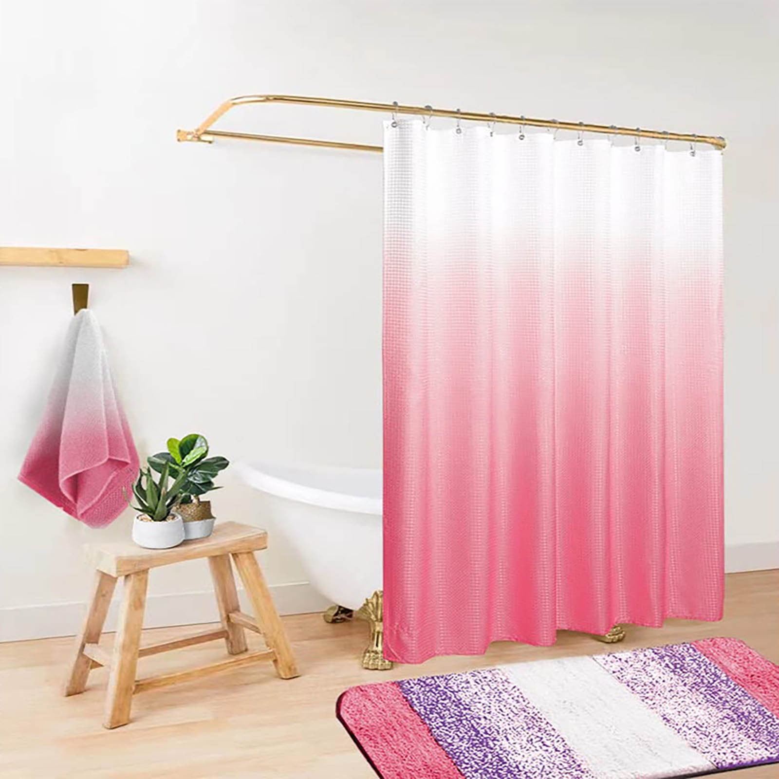 Shower Curtain, White Polyester Shower Curtain, Modern Shower Curtain