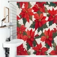 thumbnail image 1 of Shower Curtain Winter Flower, Poinsettia, Rowan Tree Bathroom Waterproof Polyester Home Ration Curtain With Hook, 1 of 4