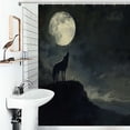 thumbnail image 1 of Shower Curtain Wolf Under The Moon Polyester Waterproof Home Ration Curtain With Hook, 1 of 4
