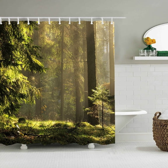 Shower Curtain, Xinsrenus Polyester Shower Curtain, 150X180CM Water Splash Guard 12 Hooks Machine Washable