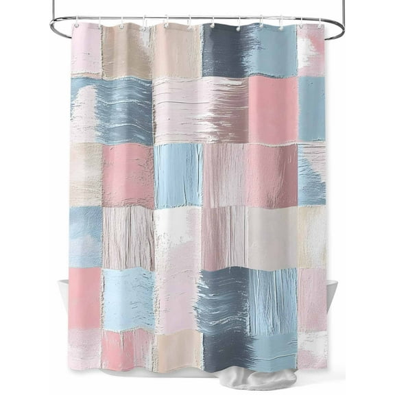 Shower Curtain Yellow Blue Pink Painting Bath Curtains Decor Abstract Art Waterproof Polyester Fabric Bathroom Shower Curtain Set with 12 Hooks Decoration 72 x 72 Inches