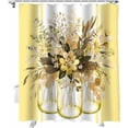 thumbnail image 1 of Shower Curtain Yellow Eucalyptus Leaf Flower Shower Curtains for Bathroom Decor Stripes Jar Floral Shower Curtain Sets with Hooks Waterproof Fabric Bath Curtain Extra Long 72" X 84", 1 of 5