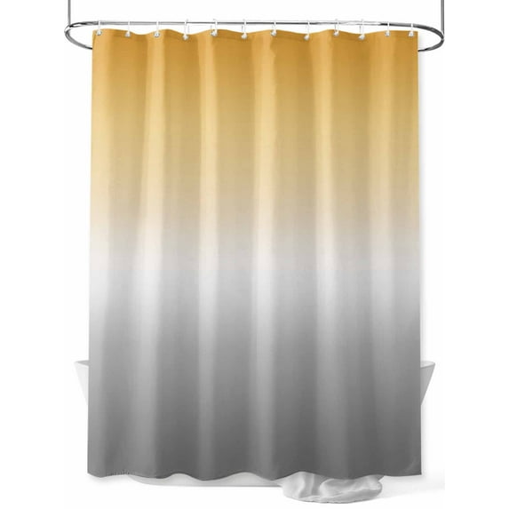 Shower Curtain Yellow and Grey Ombre Shower Curtains for Bathroom, Waterproof Polyester Shower Curtain Set with Hooks, Small Stall Size 36" x 72" Gradient Color