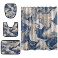 thumbnail image 1 of Shower Curtain and Rug Sets 4pcs Bathroom Sets Includes 12 Free Hooks 66" x 72" Blue Flowing Liquid Marble, 1 of 8