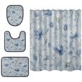 thumbnail image 1 of Shower Curtain and Rug Sets 4pcs Bathroom Sets Includes 12 Free Hooks 66" x 72" Exquisite Blue Peony Design, 1 of 8
