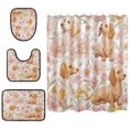 thumbnail image 1 of Shower Curtain and Rug Sets 4pcs Bathroom Sets Includes 12 Free Hooks 66" x 72" Lovely Cartoon Dachshund Dogs, 1 of 8