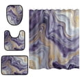 thumbnail image 1 of Shower Curtain and Rug Sets 4pcs Bathroom Sets Includes 12 Free Hooks 66" x 72" Purple Marble Pattern, 1 of 8