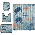 thumbnail image 1 of Shower Curtain and Rug Sets 4pcs Bathroom Sets Includes 12 Free Hooks 66" x 72" Submarine World, 1 of 8