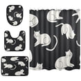thumbnail image 1 of Shower Curtain and Rug Sets 4pcs Bathroom Sets Includes 12 Free Hooks 66" x 72" White Cats, 1 of 8