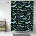thumbnail image 1 of Shower Curtain, blue green bats cool Waterproof Fabric Plastic Shower Curtain, Drying Fast Bathroom Curtain with 9 Buttonholes, Ruffle Shower Curtain 60x72in, 1 of 8