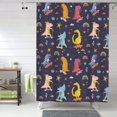 thumbnail image 1 of Shower Curtain, colorful Dinosaur rainbow Waterproof Fabric Plastic Shower Curtain, Drying Fast Bathroom Curtain with 9 Buttonholes, Ruffle Shower Curtain 60x72in, 1 of 8