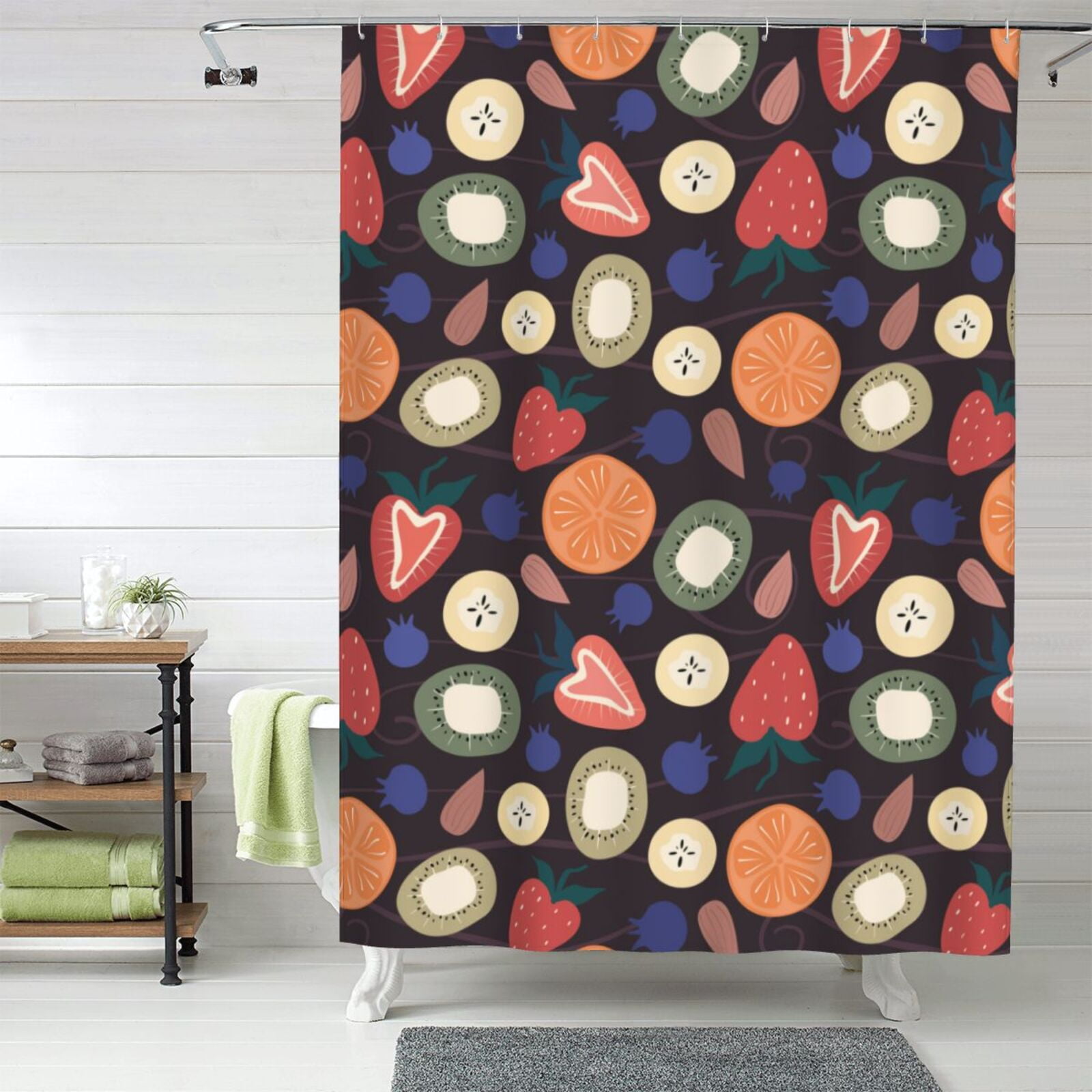 Eggplant Cute Print Pattern Bathroom Shower Curtain main image 1