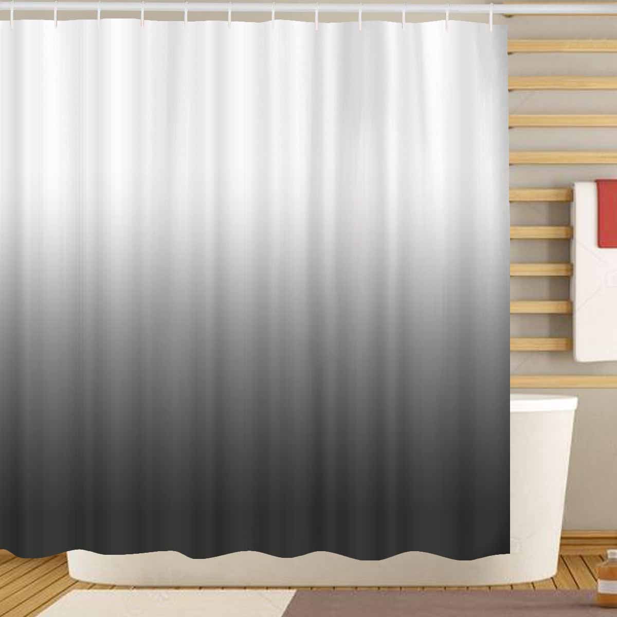 Shower Curtain for Bathroom,Black & White Ombre Waterproof Fabric ...