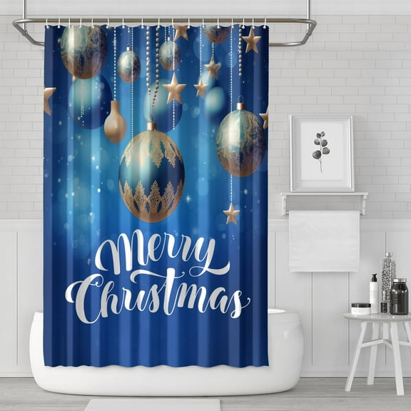 Shower Curtain for Bathroom Colorful Xmas Ball Winter Snowflake Star Bathroom Curtain Waterproof Fun Bathroom Curtains Hooks Included,72x72Inch