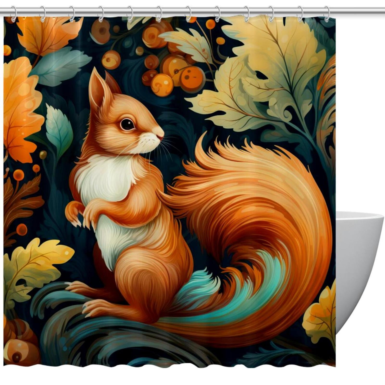 Shower Curtain for Bathroom Decor, Cute Squirrel Prints Waterproof ...