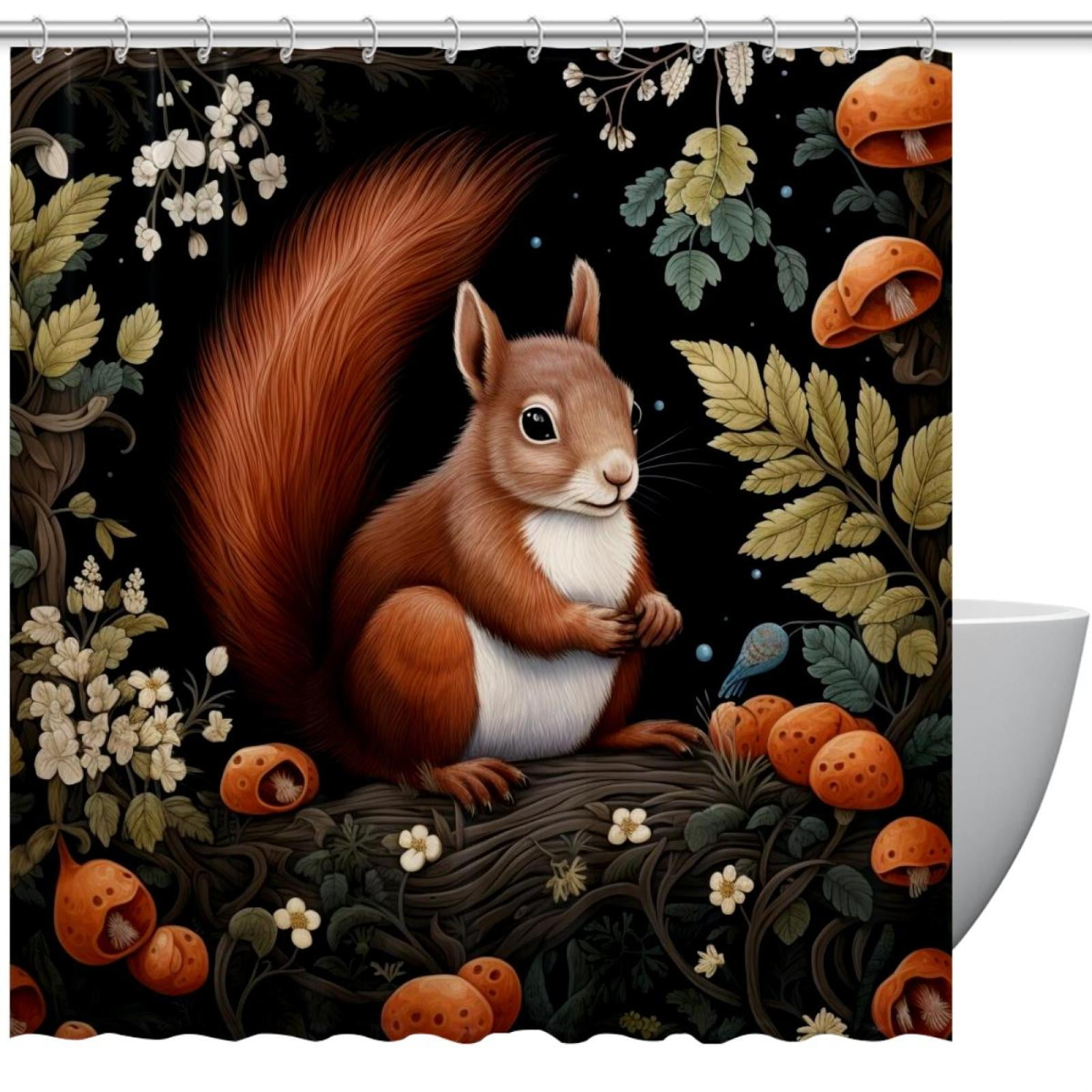 Shower Curtain for Bathroom Decor, Cute Squirrel Prints Waterproof ...